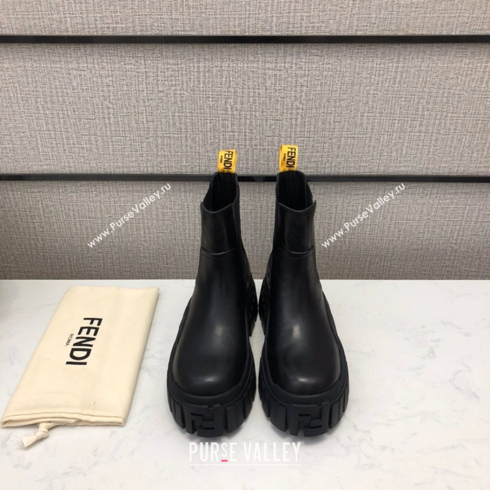 Fendi Calfskin Platform Short Boots Black 2020 (MD-20120402)