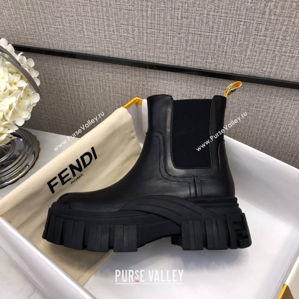 Fendi Calfskin Platform Short Boots Black 2020 (MD-20120402)