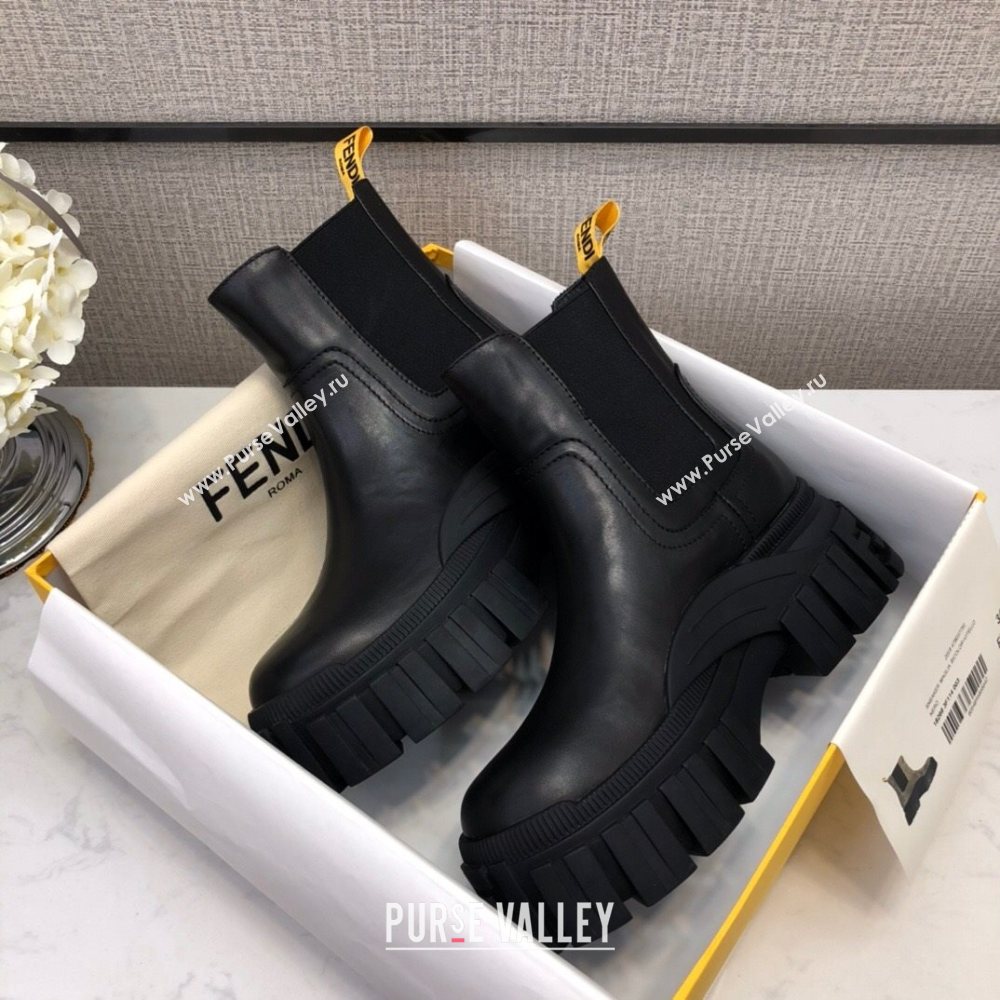 Fendi Calfskin Platform Short Boots Black 2020 (MD-20120402)