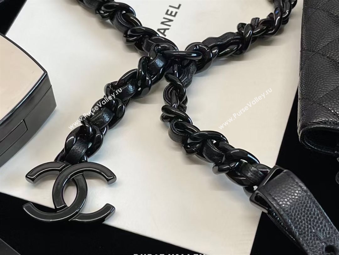 Chanel Quilted Grained Calfskin Chain Belt Bag/Flat Card Case AP1955 Black 2021 (JY-21031705)