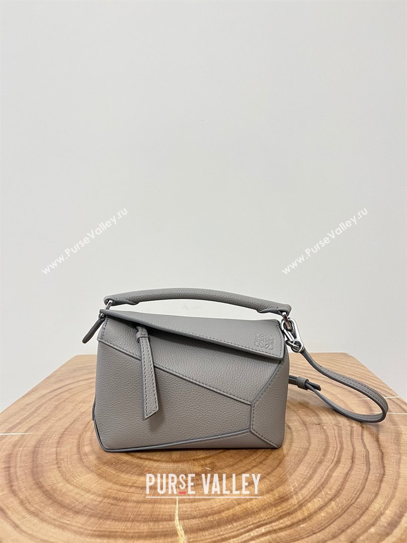 Loewe Mini Puzzle Bag in Soft Grained Calfskin 9310L Pearl Grey 2023 TOP (KEKE-23122724)