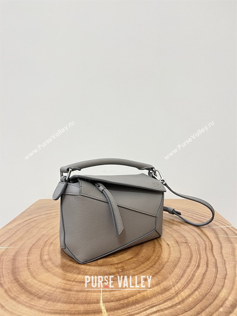 Loewe Mini Puzzle Bag in Soft Grained Calfskin 9310L Pearl Grey 2023 TOP (KEKE-23122724)