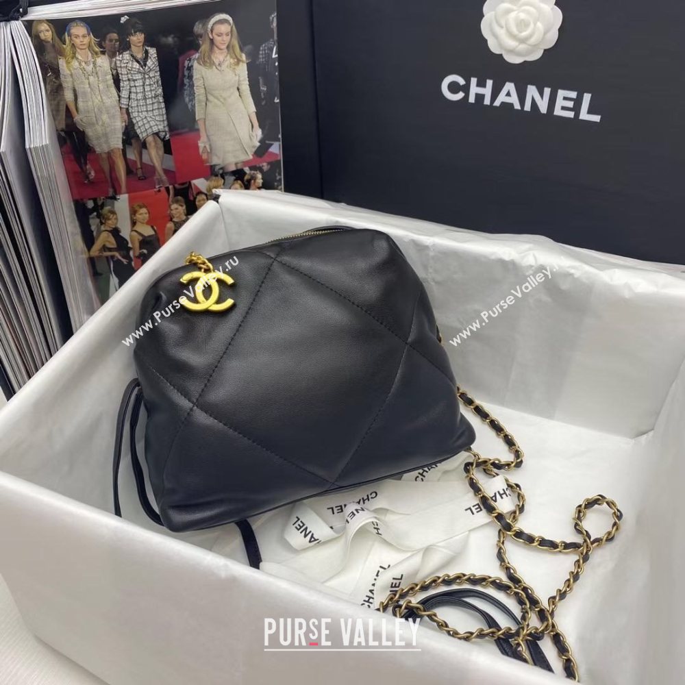 Chanel Quilted Lambskin Bowling Clutch with Chain Black 2021 (JY-21031706)