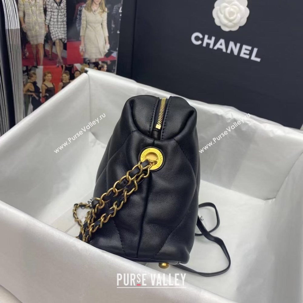 Chanel Quilted Lambskin Bowling Clutch with Chain Black 2021 (JY-21031706)