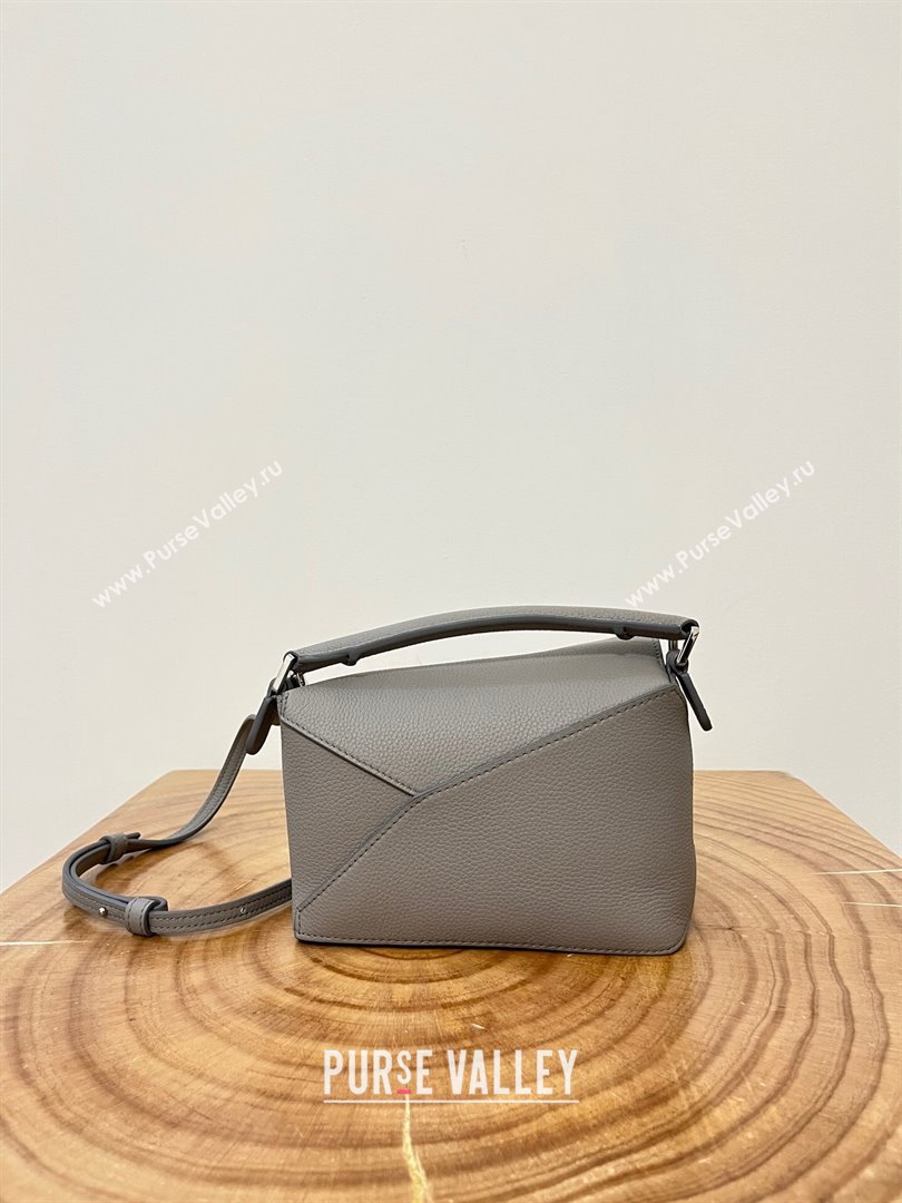 Loewe Mini Puzzle Bag in Soft Grained Calfskin 9310L Pearl Grey 2023 TOP (KEKE-23122724)