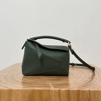 Loewe Mini Puzzle Bag in Classic Calfskin 9310L Bottle Green 2023 TOP (KEKE-23122725)