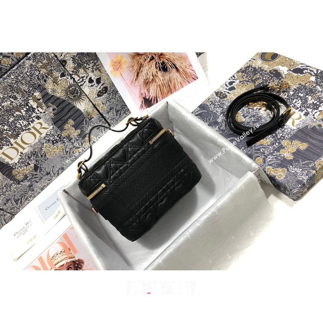 Dior Small Dioramour DiorTravel Vanity Case in Black Cannage Lambskin with Heart Motif 2021 (XXG-21090810)