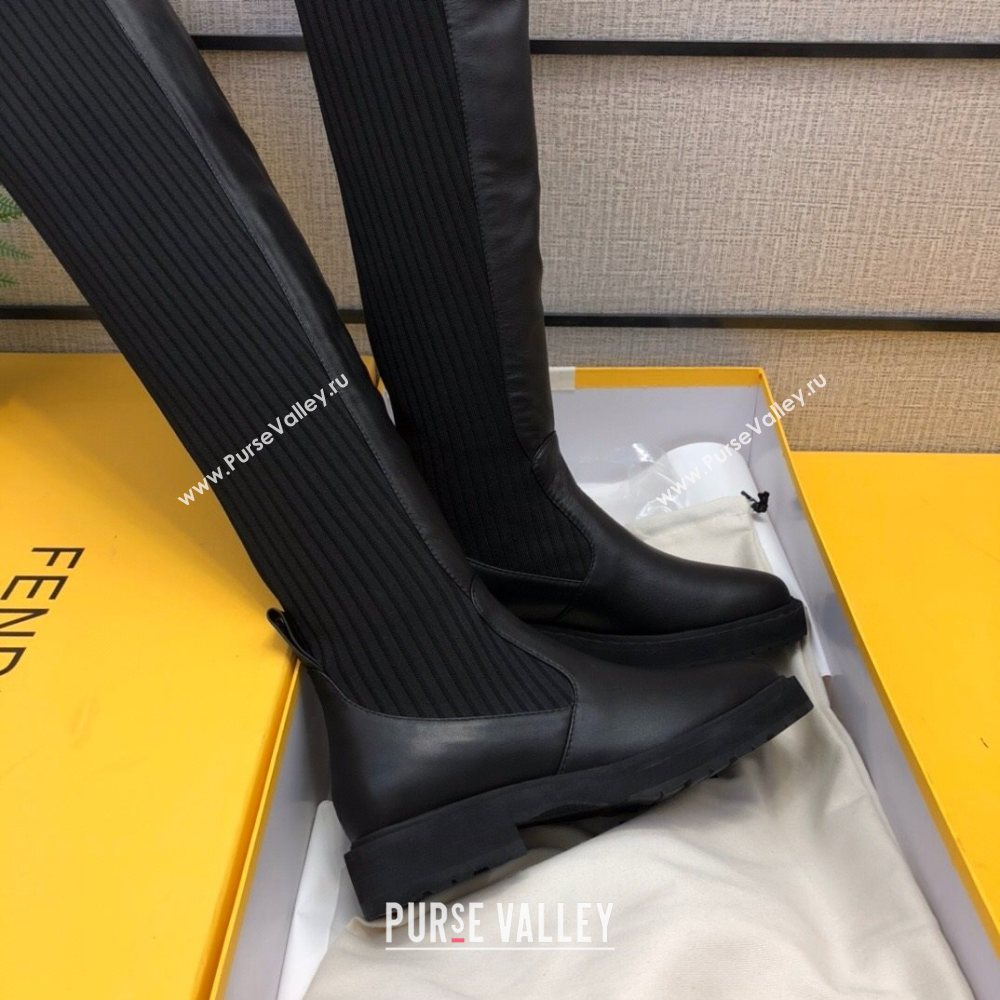 Fendi Knit Sock Over- Knee High Boots Black/White 2020 (MD-20120408)