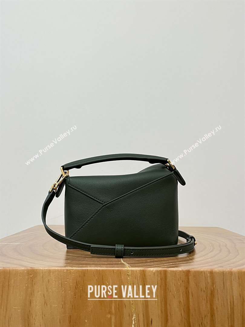 Loewe Mini Puzzle Bag in Classic Calfskin 9310L Bottle Green 2023 TOP (KEKE-23122725)