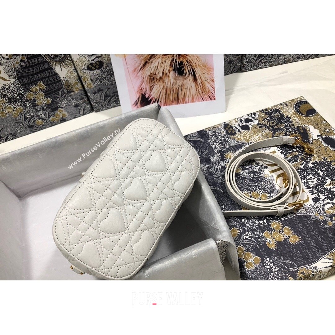 Dior Small Dioramour DiorTravel Vanity Case in White Cannage Lambskin with Heart Motif 2021 (XXG-21090811)