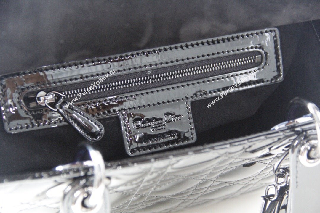 Dior Medium Lady Dior Bag in Cannage Patent Leather 44532 All Black 2024 (DMZ-24041631)