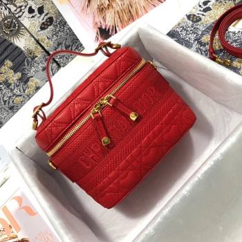 Dior Small Dioramour DiorTravel Vanity Case in Red Cannage Lambskin with Heart Motif 2021 (XXG-21090812)