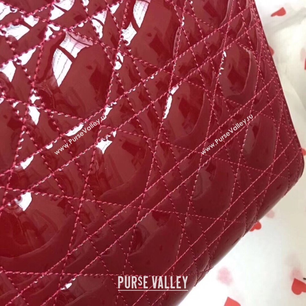 Dior Medium Lady Dior Bag in Cannage Patent Leather 44532 Burgundy/Silver 2024 (DMZ-24041633)