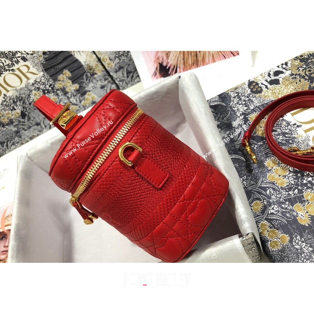 Dior Small Dioramour DiorTravel Vanity Case in Red Cannage Lambskin with Heart Motif 2021 (XXG-21090812)