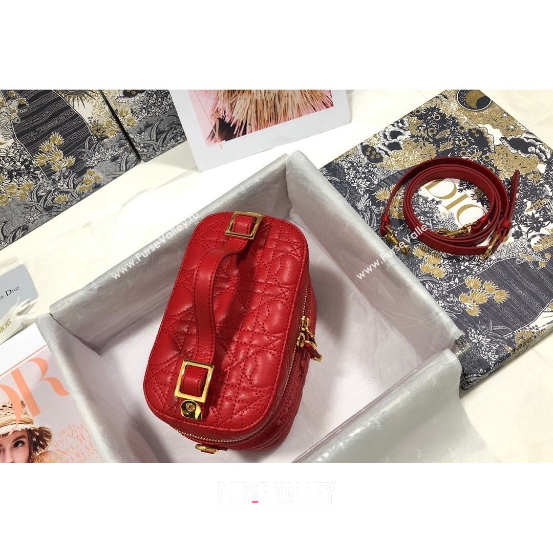 Dior Small Dioramour DiorTravel Vanity Case in Red Cannage Lambskin with Heart Motif 2021 (XXG-21090812)