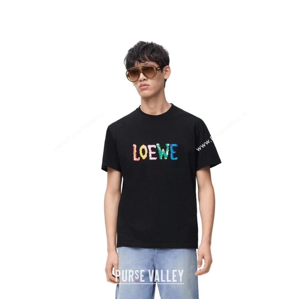 Loewe Cotton T-shirt L72641 Black 2024(For Men) (UP-24072641 )