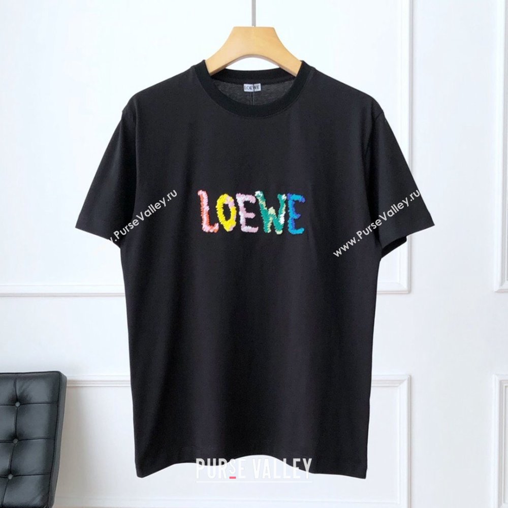 Loewe Cotton T-shirt L72641 Black 2024(For Men) (UP-24072641 )