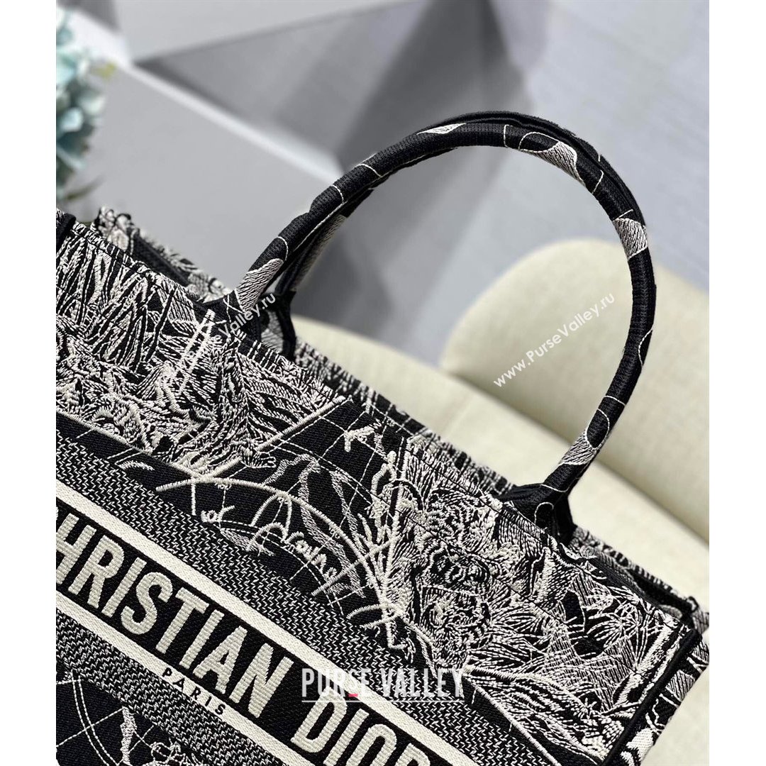Dior Small Book Tote Bag in Black Around World Embroidery 2021 (XXG-21090728)
