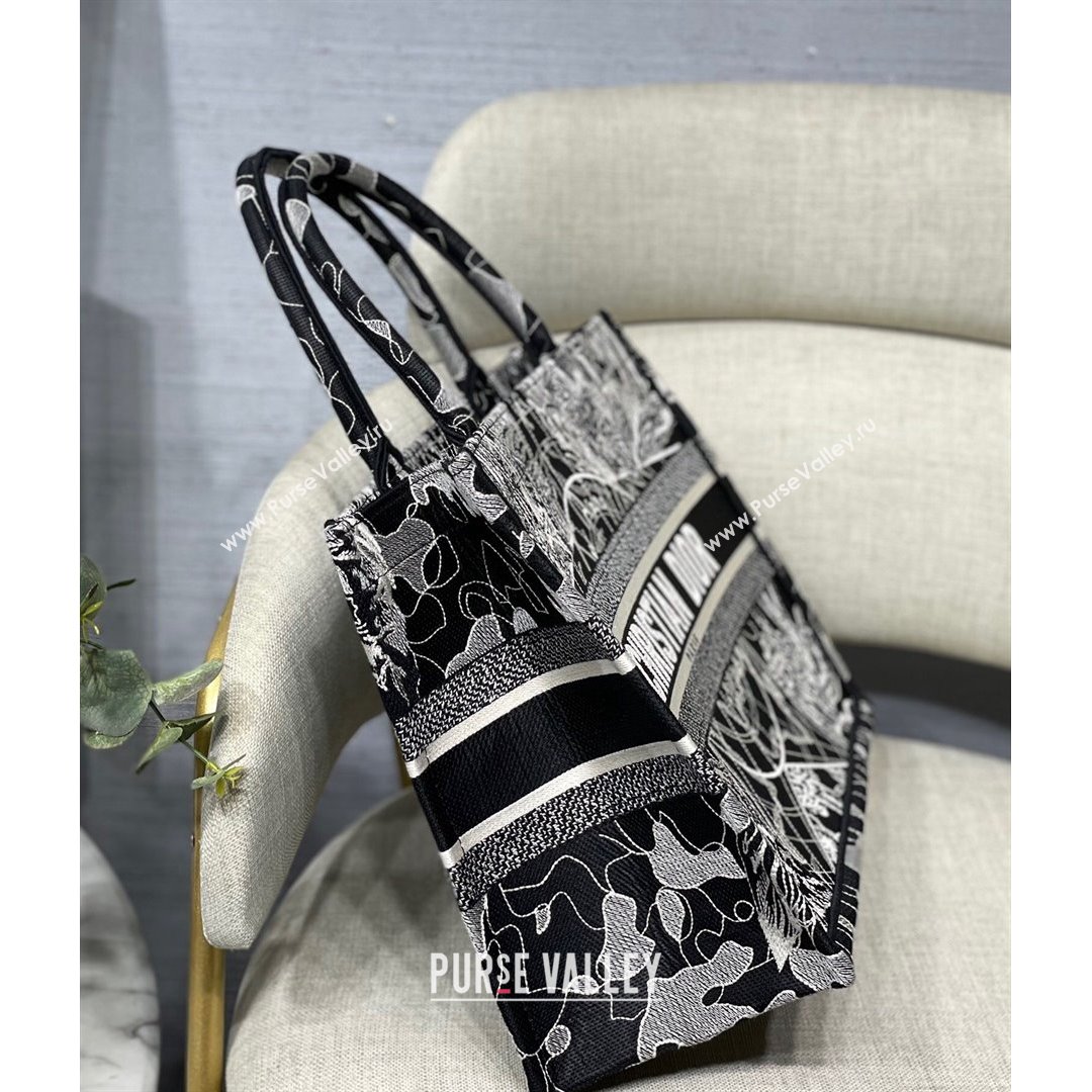 Dior Small Book Tote Bag in Black Around World Embroidery 2021 (XXG-21090728)