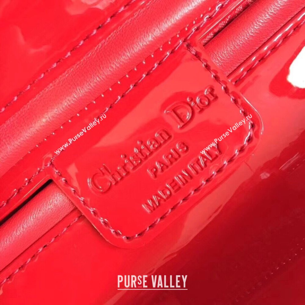 Dior Medium Lady Dior Bag in Cannage Patent Leather 44532 Red/Silver 2024 (DMZ-24041638)