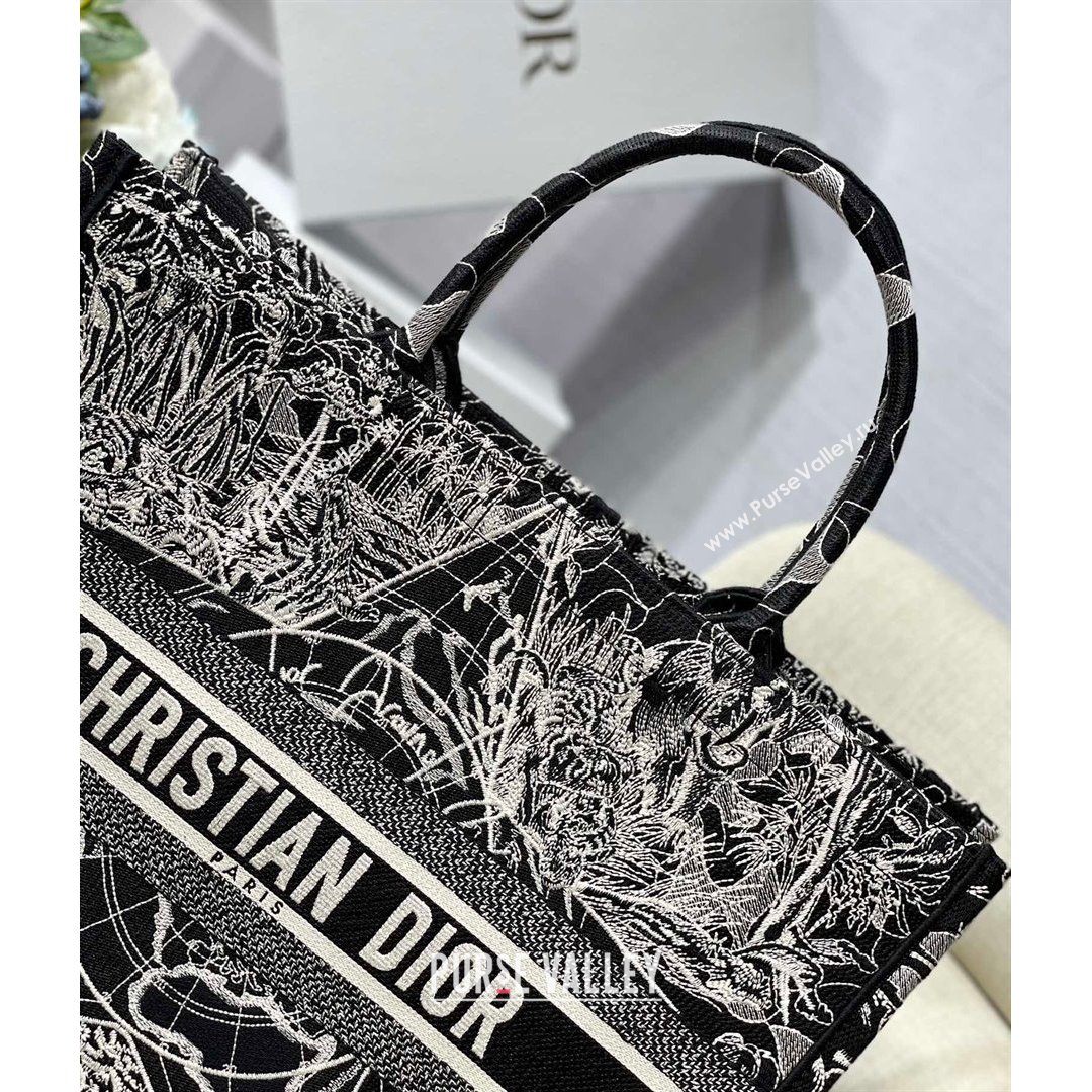 Dior Large Book Tote Bag in Black Around World Embroidery 2021 (XXG-21090729)