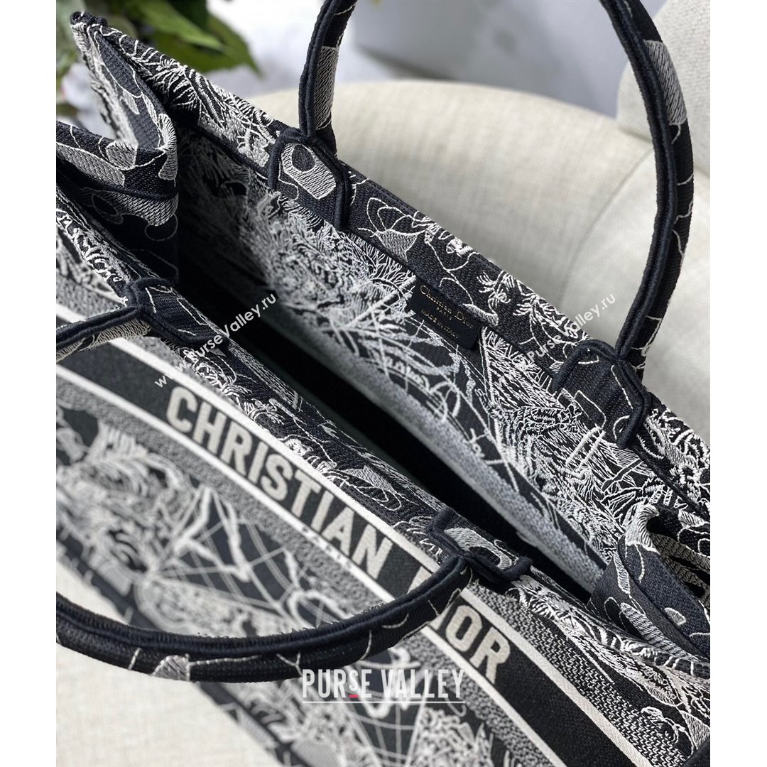 Dior Large Book Tote Bag in Black Around World Embroidery 2021 (XXG-21090729)