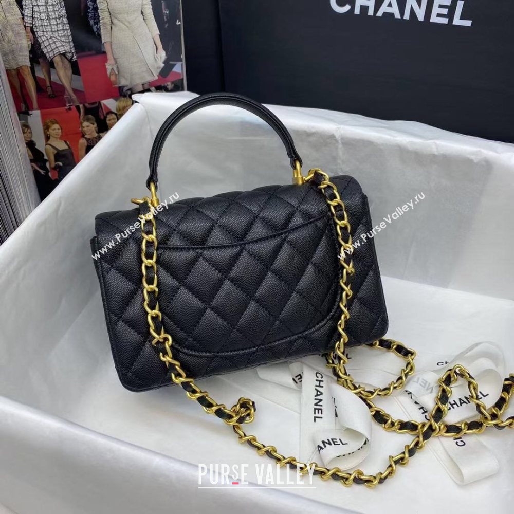 Chanel Grained Calfskin Mini Flap Bag with Top Handle AS2431 Black 2021 (JY-21031712)