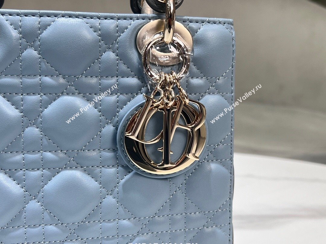 Dior Small Lady Dior Bag in Two-Tone Cannage Lambskin 0531 Blue/Grey 2024 (XXG-24060318)