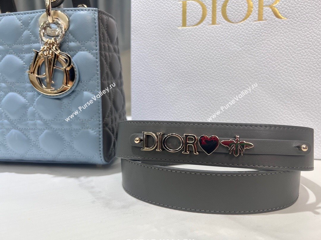 Dior Small Lady Dior Bag in Two-Tone Cannage Lambskin 0531 Blue/Grey 2024 (XXG-24060318)