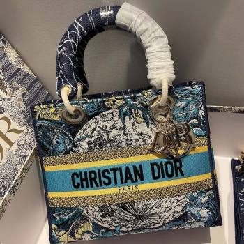 Dior Medium Lady D-Lite Bag in Blue Constellation Embroidery 2021 (XXG-21090721)