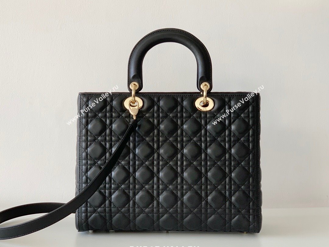 Dior Large Lady Dior Bag in Lambskin Leather Black/Gold 2024 (DMZ-24042605)