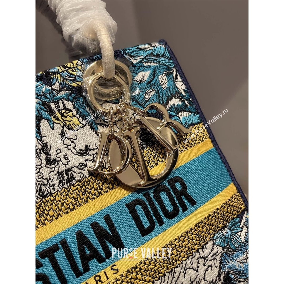 Dior Medium Lady D-Lite Bag in Blue Constellation Embroidery 2021 (XXG-21090721)