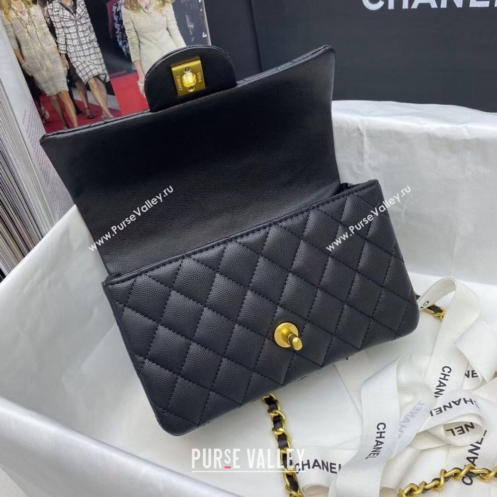 Chanel Grained Calfskin Mini Flap Bag with Top Handle AS2431 Black 2021 (JY-21031712)