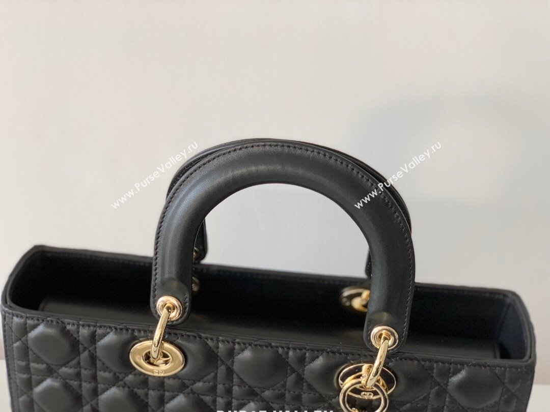Dior Large Lady Dior Bag in Lambskin Leather Black/Gold 2024 (DMZ-24042605)