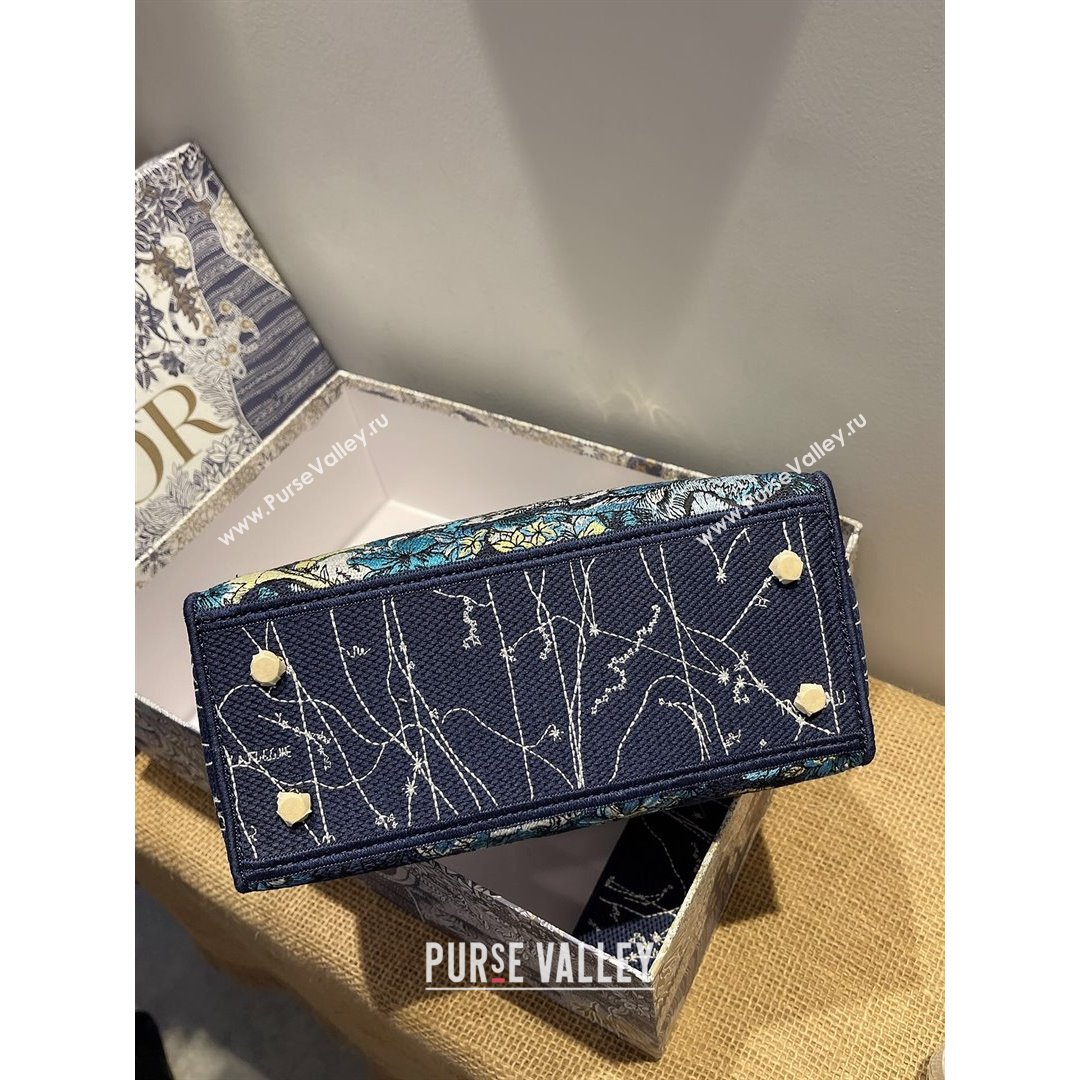 Dior Medium Lady D-Lite Bag in Blue Constellation Embroidery 2021 (XXG-21090721)