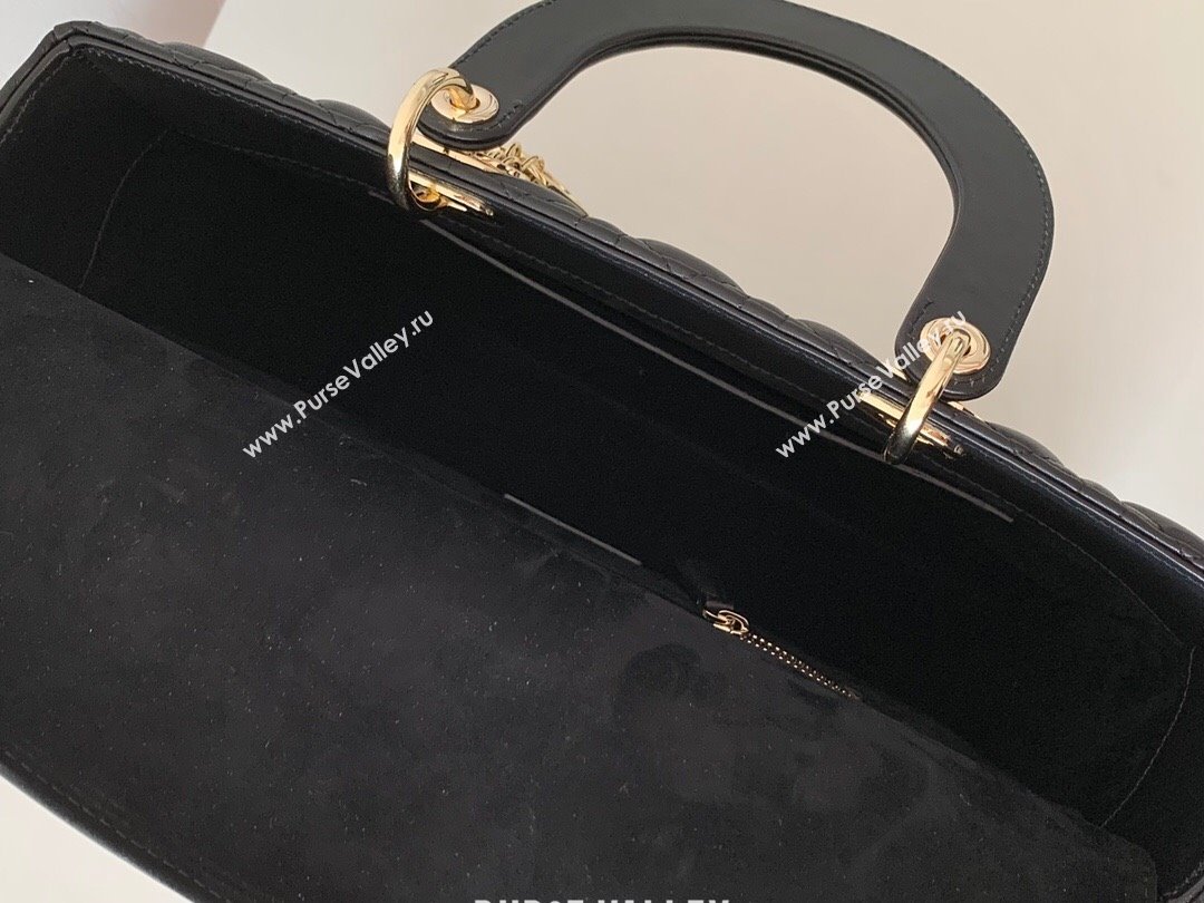 Dior Large Lady Dior Bag in Lambskin Leather Black/Gold 2024 (DMZ-24042605)
