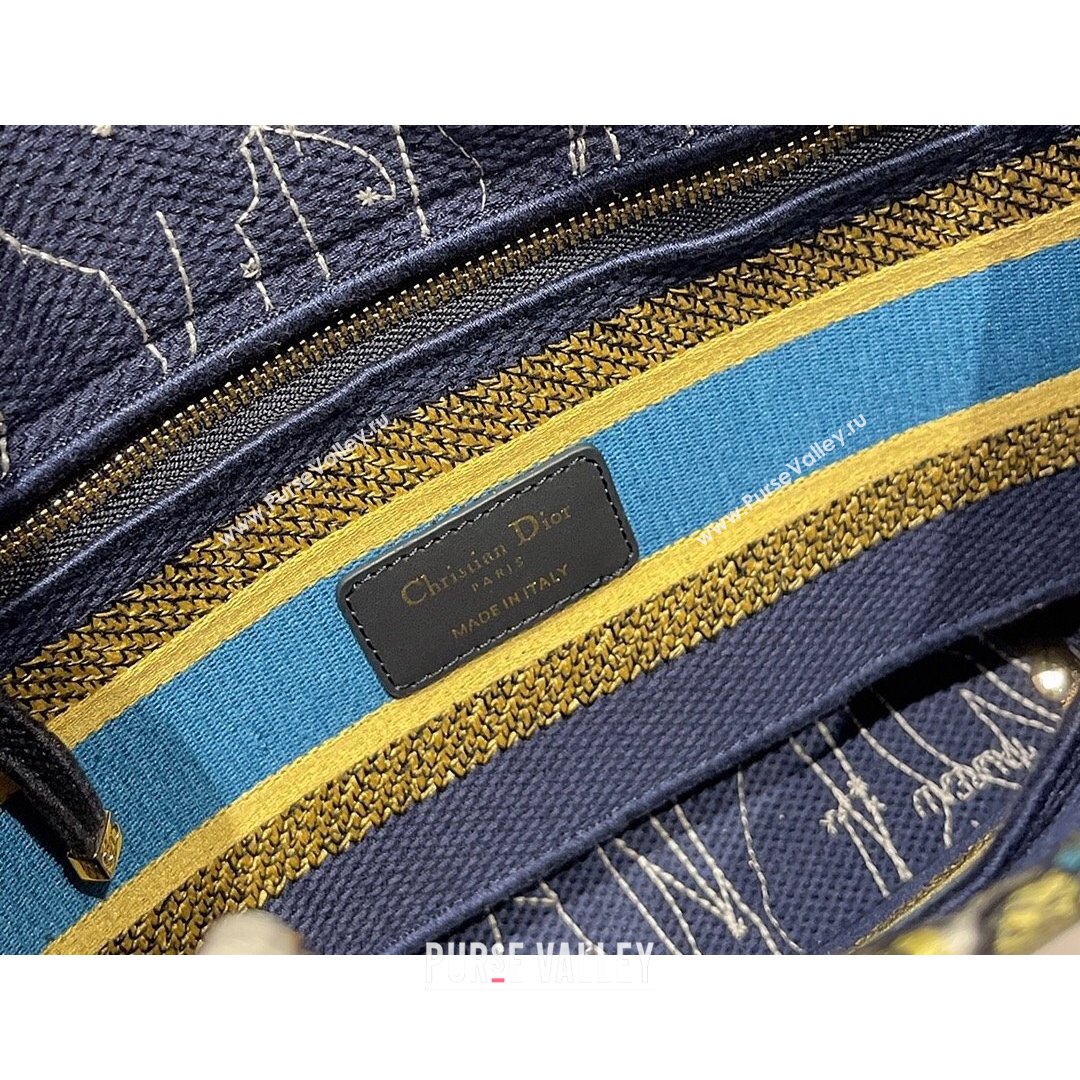 Dior Medium Lady D-Lite Bag in Blue Constellation Embroidery 2021 (XXG-21090721)