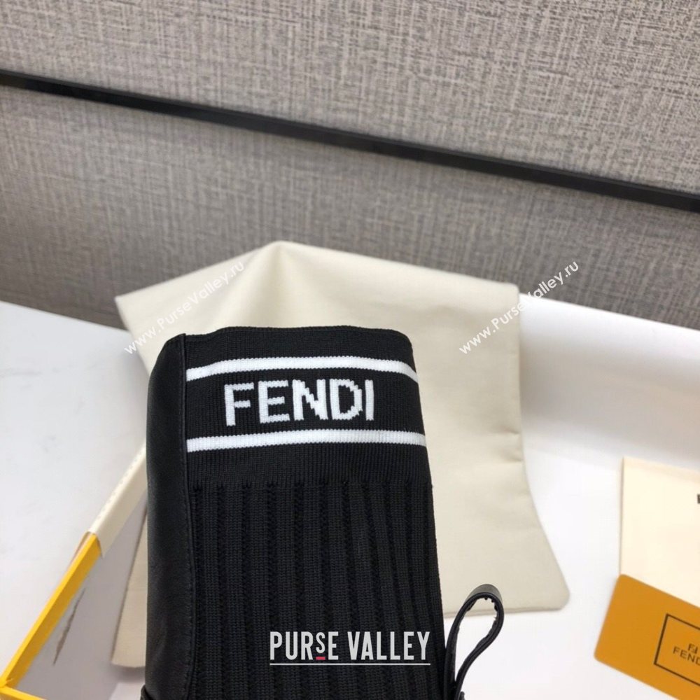 Fendi Soft Calfskin FF Knit Sock Short Boots Black/White 2020 (MD-20120416)