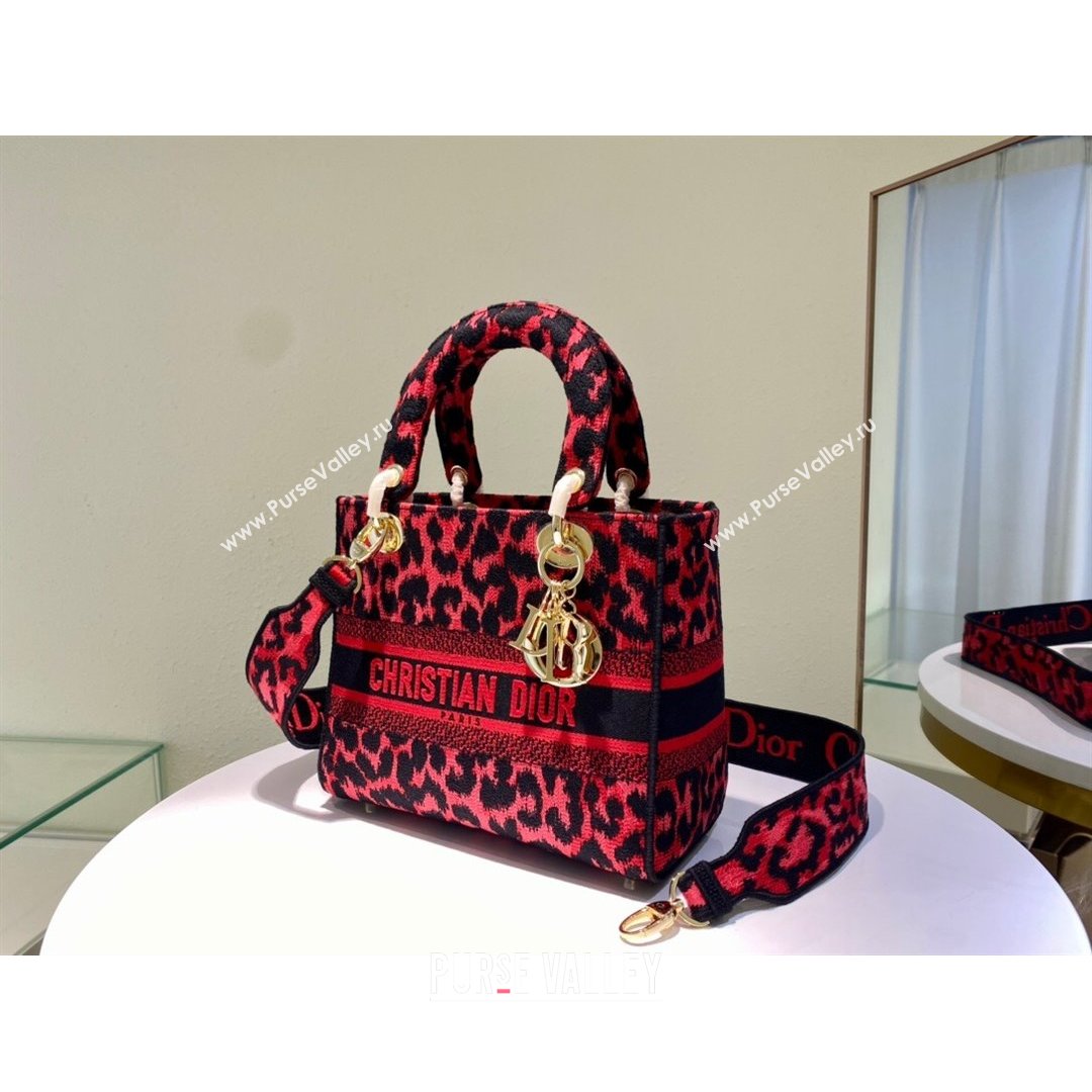 Dior Medium Lady D-Lite Bag in Red Multicolor Mizza Embroidery 2021 (XXG-21090723)