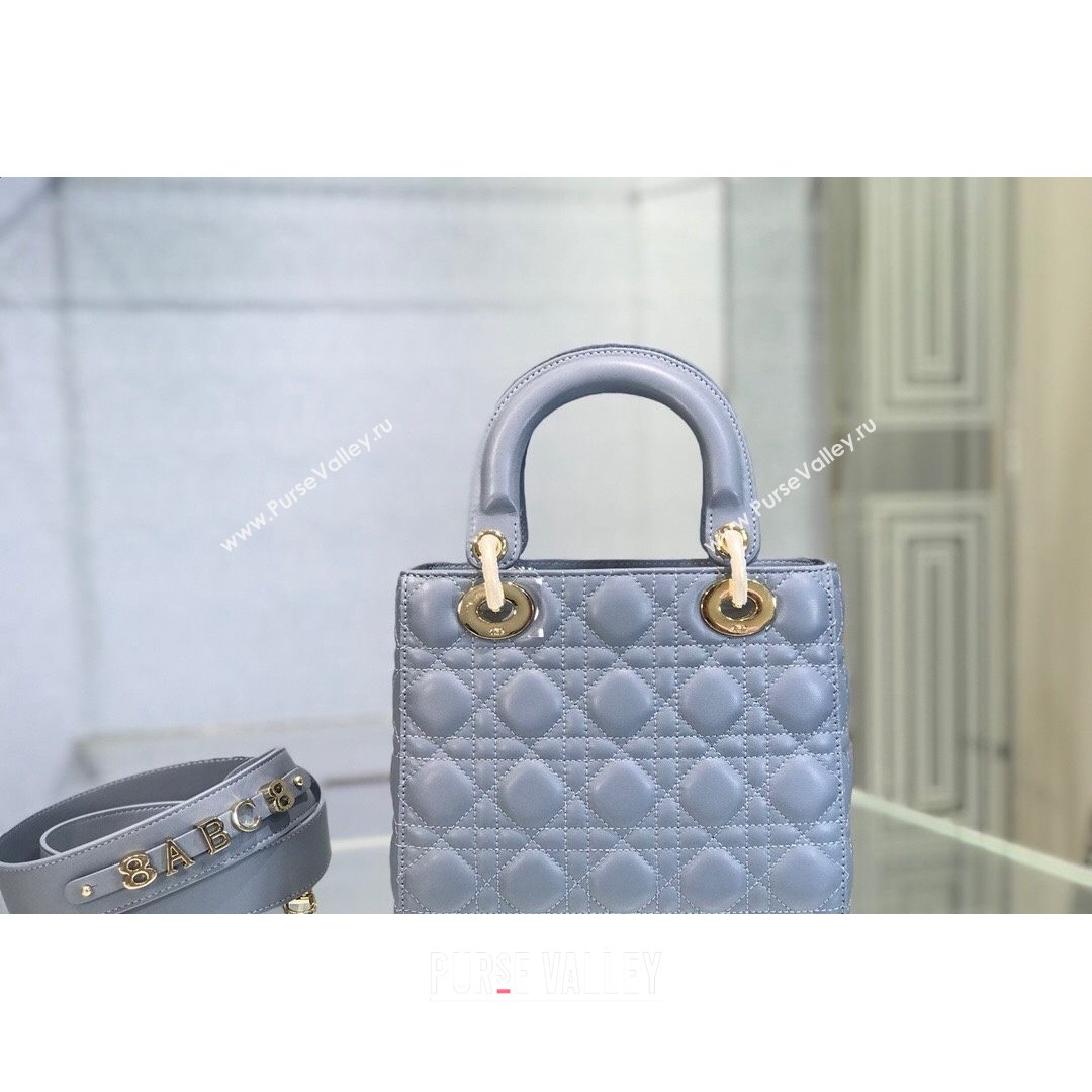 Dior Lady Dior My ABCDior Small Bag in Blue Cannage Shiny Lambskin 2021 (BINF-21090815)