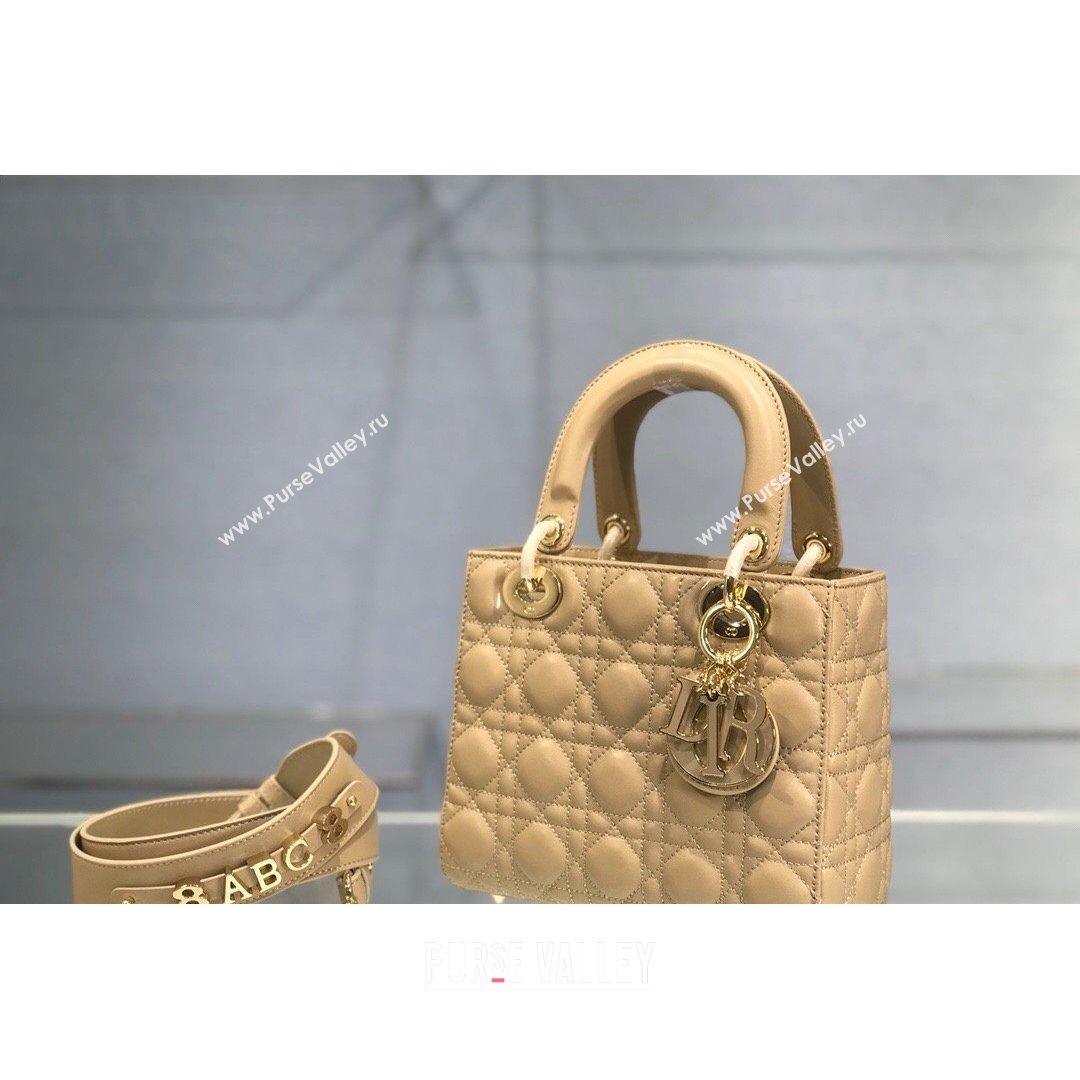 Dior Lady Dior My ABCDior Small Bag in Beige Cannage Shiny Lambskin 2021 (BINF-21090814)
