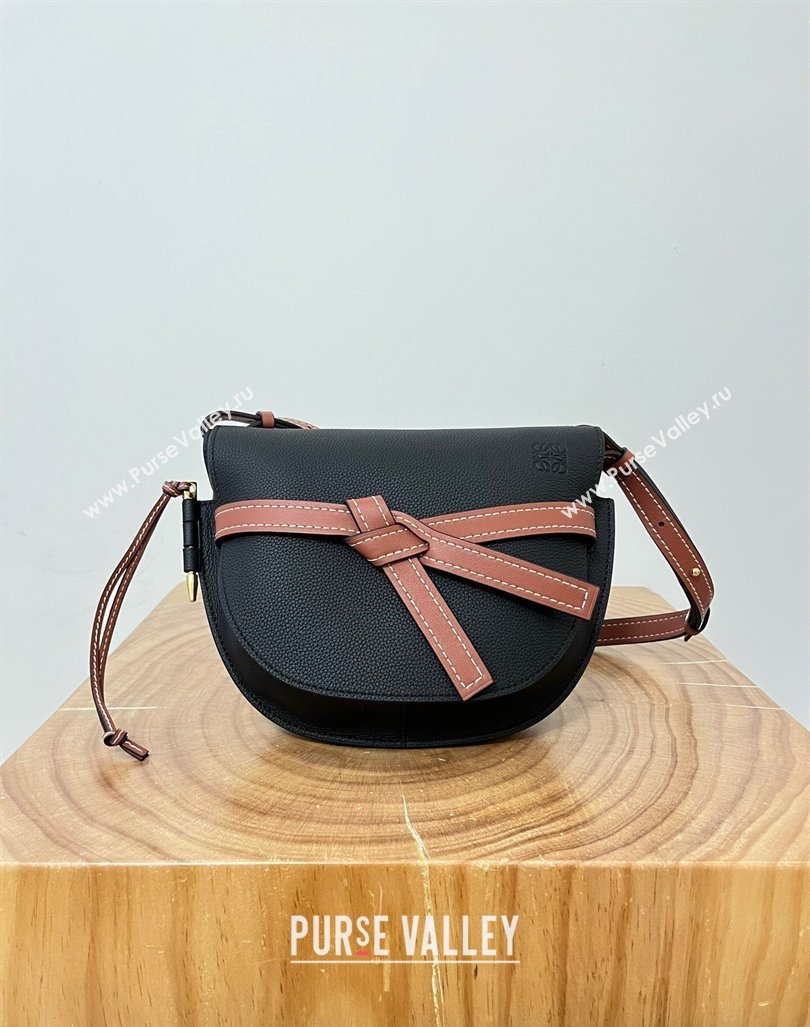 Loewe Small Gate Dual Bag in Grained Calfskin Black/Brown 2024 Top (KK-24060302)