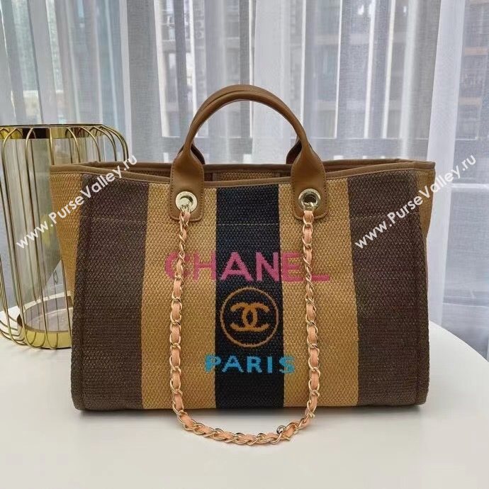 Chanel Deauville Large Shopping Bag A66941 Brown/Beige/Black 2021 02 (SM-21031607)