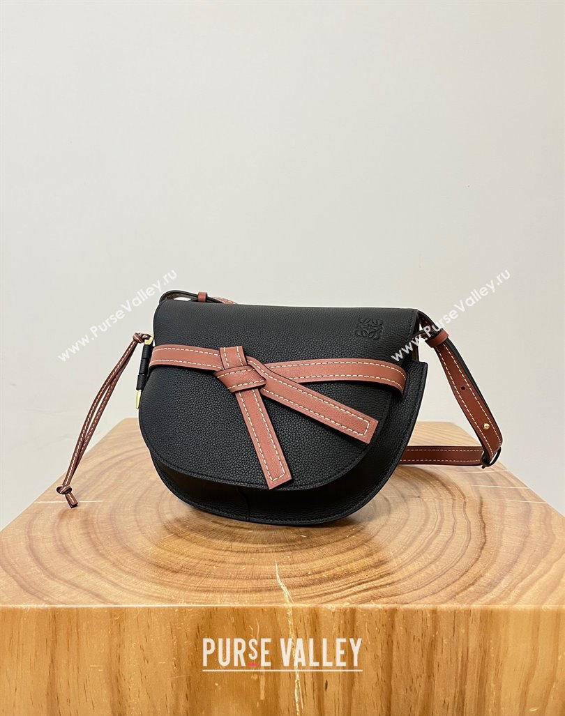 Loewe Small Gate Dual Bag in Grained Calfskin Black/Brown 2024 Top (KK-24060302)