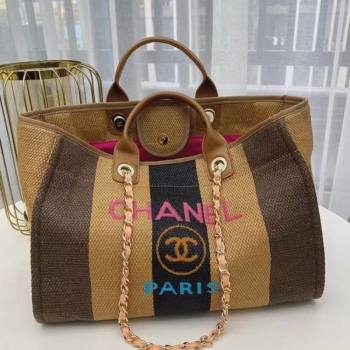 Chanel Deauville Large Shopping Bag A66941 Brown/Beige/Black 2021 02 (SM-21031607)