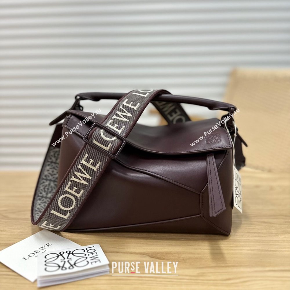 Loewe Small Puzzle Bag in Satin Calfskin 9001L Burgundy 2023 TOP (KEKE-23122726)