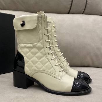 Chanel Quilted Leather Short Boots with Pouch White 2020 (DLY-20120420)