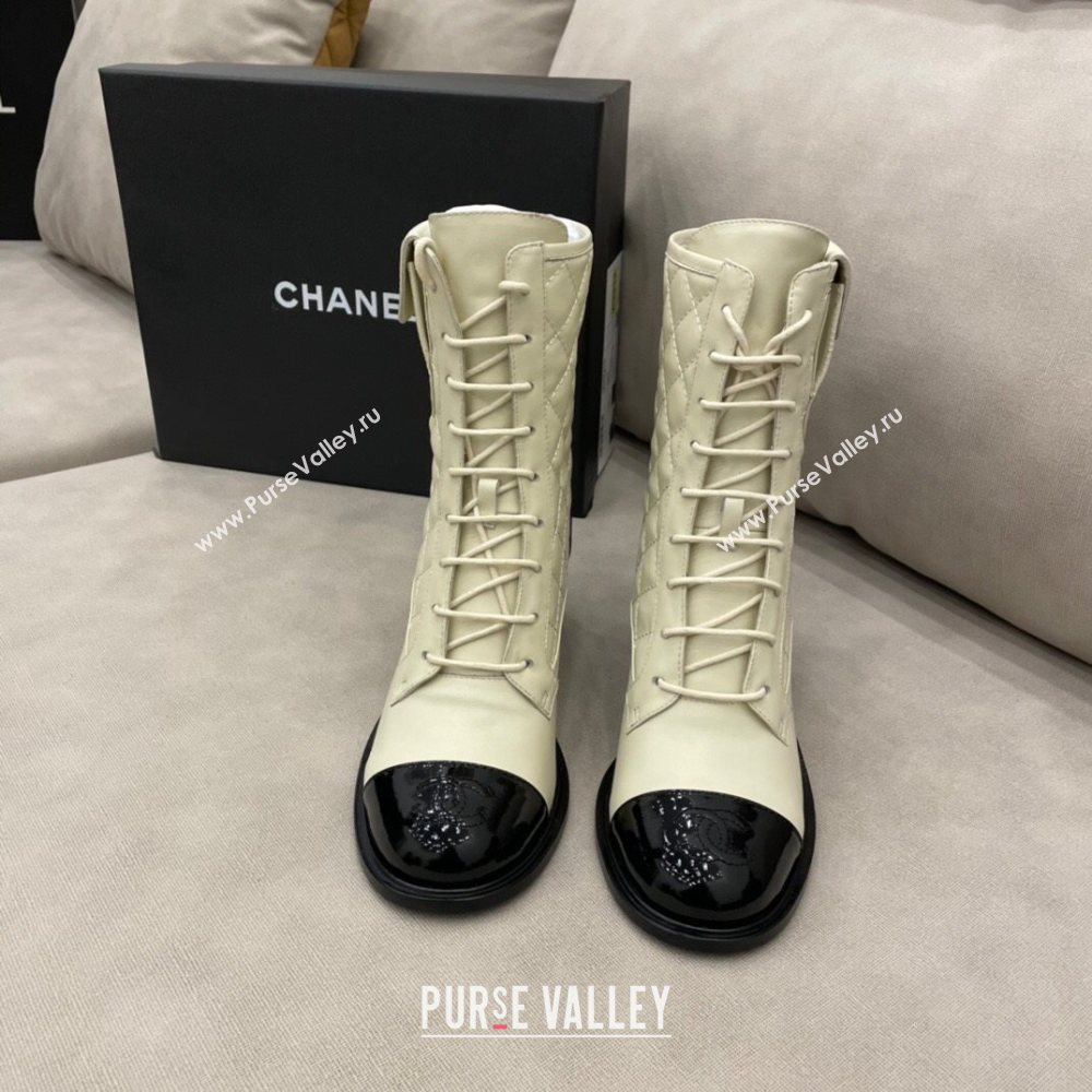 Chanel Quilted Leather Short Boots with Pouch White 2020 (DLY-20120420)