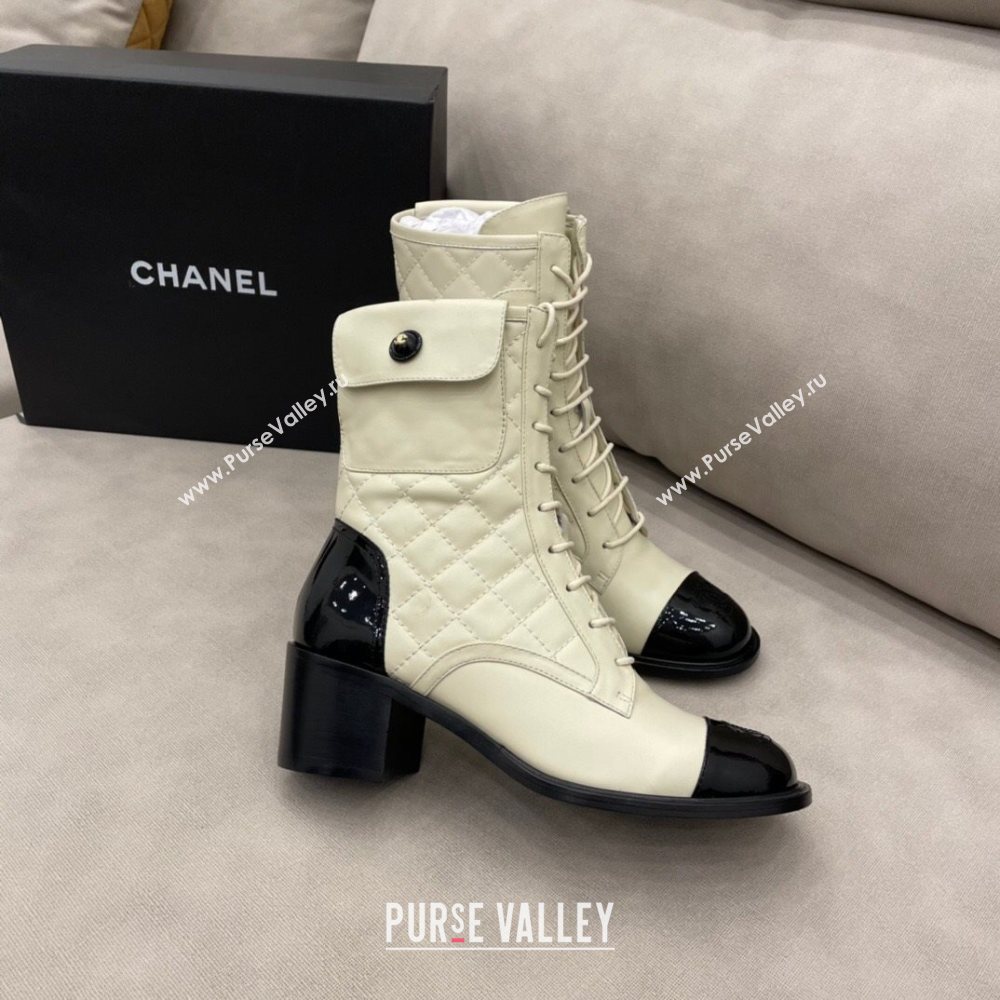 Chanel Quilted Leather Short Boots with Pouch White 2020 (DLY-20120420)