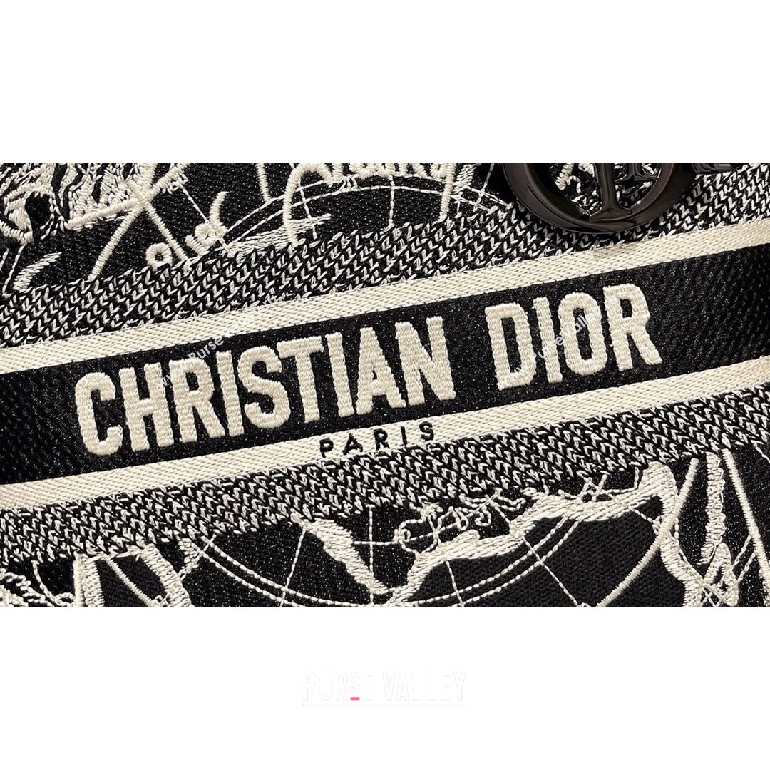 Dior Medium Lady D-Lite Bag in Black Around The World Embroidery 2021 (XXG-21090727)